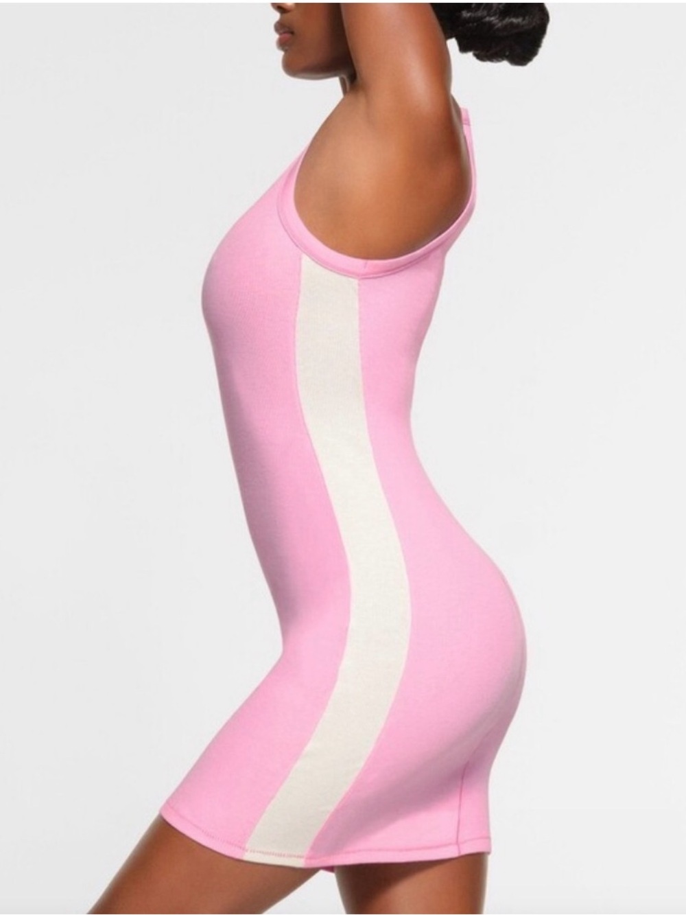 SKIMS Cotton Rib Tank Mini Dress Pink Size M EUC Bodycon